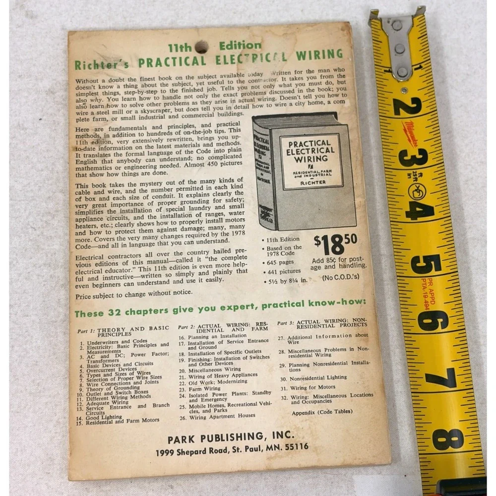 Vintage Wiring Simplified 32nd Edition H.P. Richter 1978 Code Manual Paperback